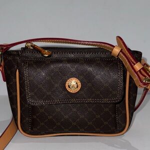 Rioni Brown Leather Monogram Crossbody Bag NWOTGS
